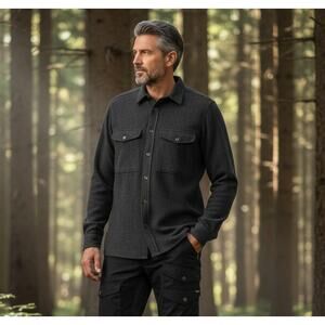 NWT Men's Fjallraven Canada Shirt Snap front Dark Gray, Charcoal, Wool, Size M